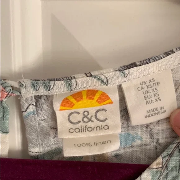 100% Linen Tropical Print Sleeveless Dress - Picture 5 of 6